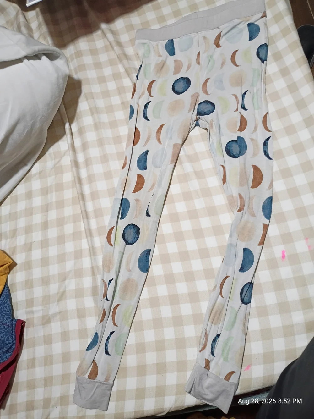 Kids Moon Phase Printed Pajama Bottoms - Cream Multi